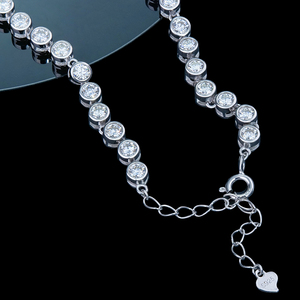 Fashion Minimalist D Color Round Cut White Gold Plated 925 Silver Moissanite Tennis Bracelet Statement Jewelry Women <b>Men</b> - Product Image 2