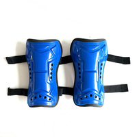 Protège-tibias de football pour adulte, taille plus, 22 cm, noir et bleu, respirant, en plastique épaissi, double sangle