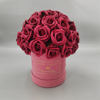 Boîtes à fleurs en velours faites à la main de haute qualité avec doublure en éponge, laminage mat pour bouquets, chapeaux, formes personnalisées, logo doré brillant