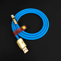 Kabel Data Silikon Cair Pengisian Cepat PD100W untuk Huawei Samsung, Harga Pabrik, Emas Tembaga, Dapat Disesuaikan, Tipe A ke C