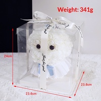 Cadeau d'anniversaire ou de Saint-Valentin pour votre petite amie, peluche chien maltais en PVC fait main de 25 cm avec roses et bande lumineuse, vente en gros disponible