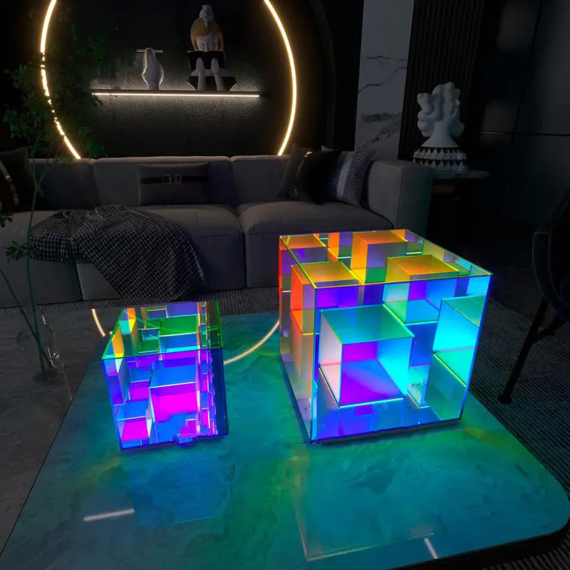 Modern Design Cube USB Led desk Lamp Art Deco Acrylic Colorful Table Lamps Dropshipping Bedroom Indoor Lighting