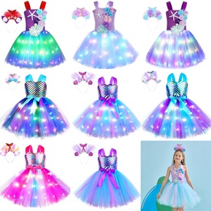 Set Gonna e Fascia per Capelli da Sirena Scintillante per Bambina, Costume da Principessa con Gonna a Palloncino per Feste e Festival DP010 - Product Image 1