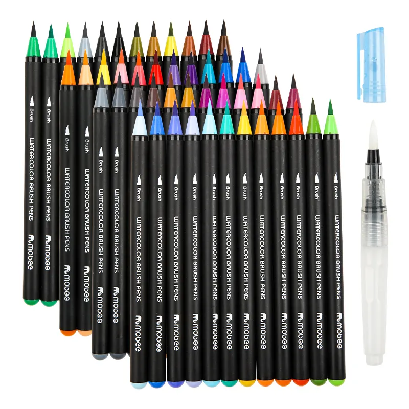 Mobee P-623A48 Conjunto de canetas marcadoras para pintura e desenho, pincel real rotuladores de 48 cores