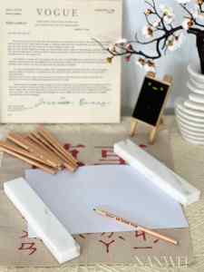 NANWEI pietra lucido Bianco Calacatta marmo fermacarte pesante porta documenti per <span class=keywords><strong>scrivania</strong></span> e ufficio - Product Image 3