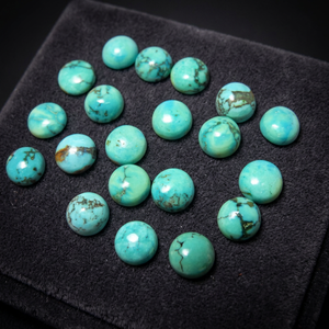 Cabochon de turquoise tibétaine verte naturelle, rond, calibré, 6 mm, pierre précieuse en vrac pour la fabrication de bijoux, vente en gros - Product Image 3