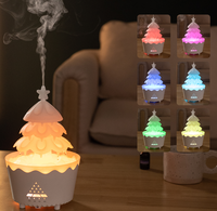 Diffuseur d'huiles essentielles en forme de sapin de Noël, humidificateur d'air ultrasonique, lumière d'ambiance nocturne, machine d'aromathérapie de bureau