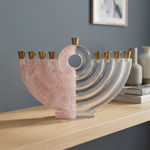 Ménorah Hanouka en résine, porte-bougies en acier inoxydable et aluminium à 9 branches, décoration religieuse faite à la main pour Noël, Diwali, la maison - Product Image 1