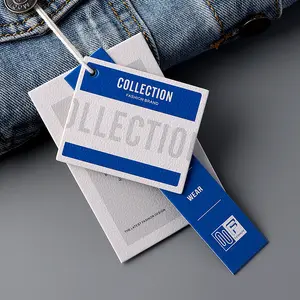 Etichetta da appendere in cartone opaco accessori per abbigliamento etichetta di carta per abbigliamento etichette tessute stampate in cotone di carta nera per vestiti 500 pezzi