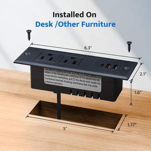 <span class=keywords><strong>Prise</strong></span> de bureau américaine/multiprise encastrée avec <span class=keywords><strong>prise</strong></span> encastrée de conférence à charge rapide USB C, gain de place pour table <span class=keywords><strong>d</strong></span>'appoint de meubles - Product Image 5