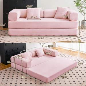 أريكة مضغوطة قابلة للطي 78 "Corduroy أرضية قابلة للتحويل مع وسادة مسند ذراع داعم للظهر - Product Image 6