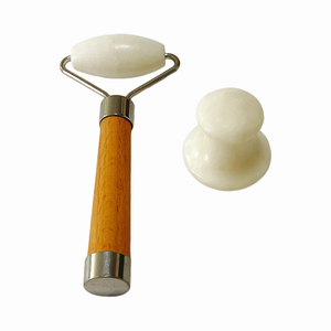 ชุดนวดหน้าพร้อมหินหยกสีขาวหินกัวซาเครื่องนวดหน้าลูกกลิ้งหยกออกแบบโลโก้ได้ตามต้องการ - Product Image 1