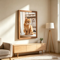 Cadre photo en bois brun naturel 18x24 avec plexiglas HD, affichage mural horizontal ou vertical