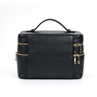 Sac cosmétique portable en cuir PU avec logo personnalisé et poignée, trousse de beauté pour femmes, pour la maison et les voyages, organisation des produits de maquillage et de soin de la peau
