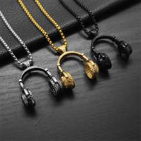 Collier Pendentif Personnalisé en Acier Inoxydable pour Hommes, Bijou de Mode Raffiné, Accessoire Hip Hop Streetwear, Casque DJ, Vente en Gros