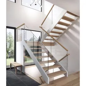 Escada/escada/escada com trilho de madeira com viga de aço, desenho helicoidal antigo