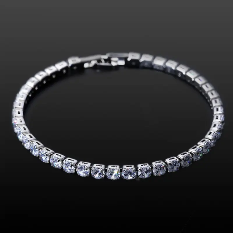 Luxe 4Mm Zirconia Tennis Armbanden Iced Out Chain Crystal Wedding Armband Voor Vrouwen Mannen Goud Zilver Kleur Armband