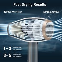 Sèche-cheveux ionique professionnel CONFU 2200W avec moteur AC KF-5915 Prise UK pour hôtel, voyage et utilisation en extérieur