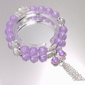 Pulsera de cuentas de cristal craquelado INS Fantasy Popcorn con dije de lazo, color degradado, para niñas y mujeres, pulseras de la amistad, regalo de joyería - Product Image 5