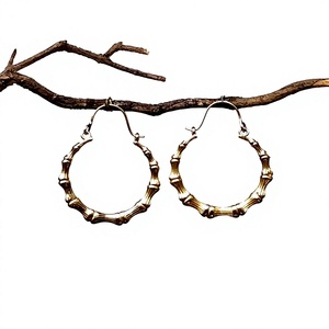 Boucles d'oreilles en laiton de bambou pour femmes, bijoux sous forme d'os - Product Image 4