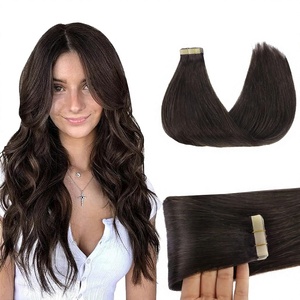 Extensiones de Cabello Adhesivas de Cabello Humano 2A Marrón <span class=keywords><strong>Claro</strong></span> 18 Pulgadas 50g 20 Piezas Trama de Piel Remy Puntas Gruesas Liso Sedoso China - Product Image 1