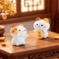 Figurine de chat porte-bonheur miniature en plastique, décoration de gâteau, décoration de paysages pour pot de plantes de bureau, collection de boîtes mystères, cadeau