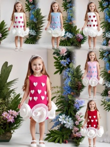 Abiti per Bambini Personalizzati su Misura, Vestiti con Applicazione Cuore <span class=keywords><strong>Rosso</strong></span> e Fiori 3D, Abbigliamento per Ragazze, <span class=keywords><strong>Abito</strong></span> da Compleanno all'Ingrosso - Product Image 2