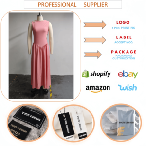 J1275 Boutique de <span class=keywords><strong>Ropa</strong></span> para Mujer, Vestido Largo Irregular con Cuello Redondo y Sin Mangas, Vestido de Fiesta con Parches, Estilo Línea A - Product Image 6
