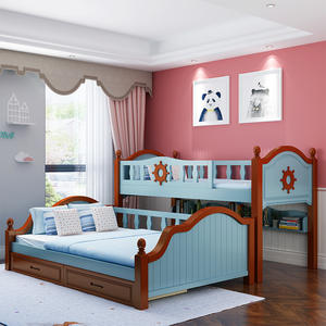 Juego de muebles de dormitorio infantil de madera maciza con litera para uso escolar y doméstico - Product Image 3