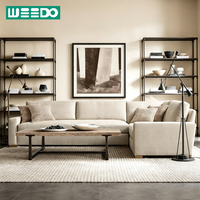 Canapé d'angle moderne pour salon, avec accoudoirs à rail, coussins en éponge, en bois artisanal durable, pour villa et appartement