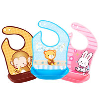 Bavoirs pour bébé en silicone souple et imperméable avec attaches et récupérateur de nourriture