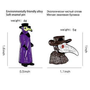 Broche en métal polyvalente DIY en gros, créative, en alliage, plaquée et gravée, avec motif <span class=keywords><strong>bec</strong></span> de médecin de la <span class=keywords><strong>peste</strong></span>, style dessin animé, pour vêtements en jean, avec message de prière - Product Image 2