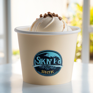 125ml 150ml 12oz 20oz Vòng hoa hình dạng PP cốc giấy với nhựa muỗng có nắp đậy cho cà phê sữa chua kem làm từ vật liệu PLA - Product Image 1