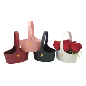 Red Valentine's Day Flower Gift Box High Quality Paper Flower Basket In Stock