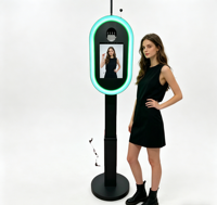 Paviliun Fotografi iPad Zhenying Selfie dengan Ring Light, Kompatibel dengan Kamera Photo Booth untuk iPad 10.2/10.9/11/12.9 inci, Tinggi Dapat Disesuaikan