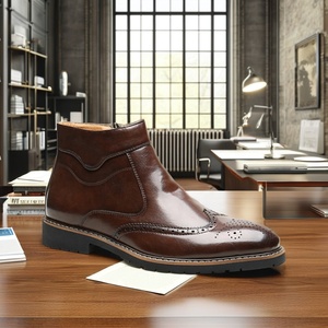 Mocassins décontractés pour hommes, bottes confortables <span class=keywords><strong>vintage</strong></span> à fermeture éclair, <span class=keywords><strong>chaussures</strong></span> de bureau et de soirée pour hommes - Product Image 1