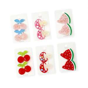 Set di fermagli per capelli a forma di frutta, 6 paia, design colorato ciliegia e anguria, per bambine e ragazze, accessori. - Product Image 2