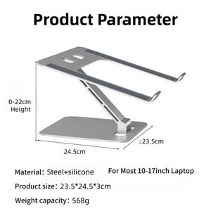 Nouveau support pliable en acier pour ordinateur portable/tablette, réglable en hauteur et en angle, avec coussinet en silicone antidérapant et dissipation thermique, pour 10''-17.4'' - Product Image 6