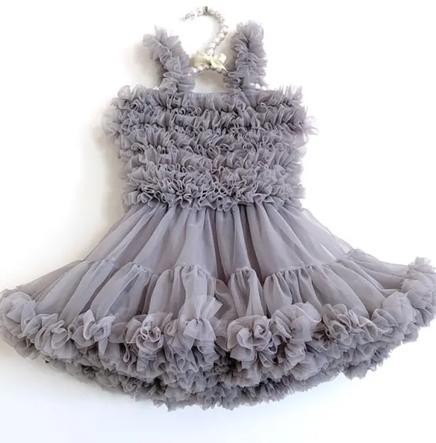 Wholesale Pink Chiffon Frocks Designs Soft Ruffle Kids Baby Girls Princess Party Tutu Dress