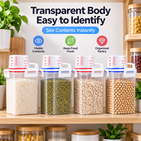 Conteneur de stockage de céréales hermétique, boîte de conservation alimentaire en plastique transparent avec tasse graduée pour l'organisation du garde-manger de la cuisine