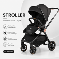 Vente en gros de poussettes de voyage pliables compactes en alliage d'aluminium 3 en 1 personnalisées avec plateau repas et siège auto
