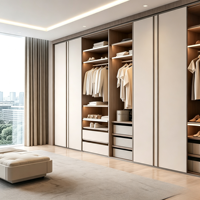 Système de dressing moderne avec portes coulissantes pour vestiaire, armoire de rangement en bois de haute qualité avec tiroirs
