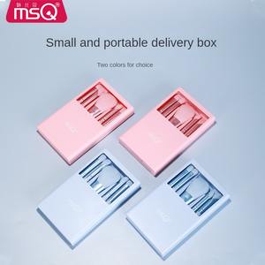 MSQ 5 pièces Mini pinceaux de maquillage de voyage avec miroir Cheveux synthétiques Ensemble de maquillage pour le visage Correcteur - Product Image 4