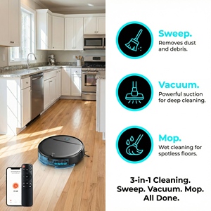 Aspiradora Inalámbrica con Función de Mopa, Aspiradora Robótica de Estilo Húmedo y Seco con Control por Aplicación, Succión de 3000 Pa, Limpieza Inteligente - Product Image 3