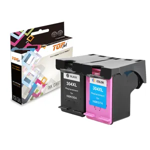 Topjet 304XL 304 XL Cartucho de tinta remanufacturado Dencre Color Cartucho de tinta negra para HP304XL HP304 para impresora HP Deskjet 2620 3720