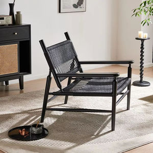 เก้าอี้พักผ่อนดีไซน์ทันสมัยหุ้มด้วยผ้าตาข่าย พร้อมที่วางแขนไม้เนื้อแข็ง ให้ความสบายหรูหรา เหมาะสำหรับห้องนั่งเล่น ห้องนอน และโรงแรม - Product Image 2