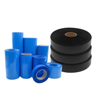 Tube thermorétractable en PVC bleu noir 220V, résistant à la flexion, pour isolation de batterie 18650