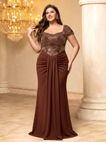 Robe de soirée en maille à sequins, col cœur, taille cintrée, grande taille, nouvelle collection, haute qualité, pour mariage et soirée