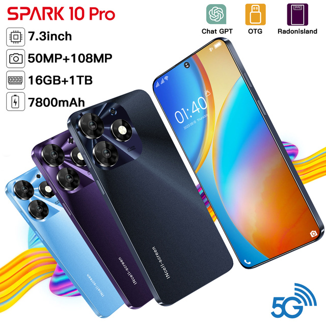Versatile Deca Core Android 14 MTK Dimensity Mobile Phones-108MP 5G LTE/CDMA HD 120Hz Dual SIM Multilingual