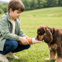Précommande – Bouteille pour animaux de compagnie en acier inoxydable 18/8 sans BPA avec logo personnalisé, motif patte de chat, tasse à eau 2-en-1 pour chien, idéale pour la randonnée